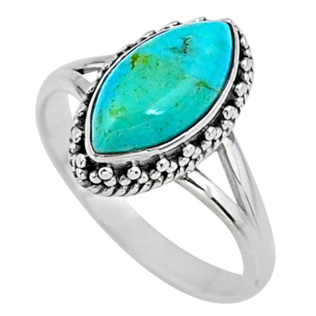 2.58cts green arizona mohave turquoise 925 silver solitaire ring size 6.5 r57409