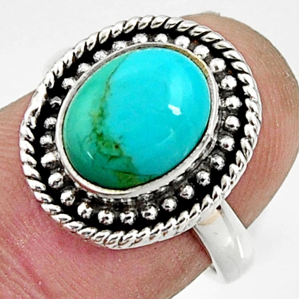 4.46cts green arizona mohave turquoise 925 silver solitaire ring size 6 r24882