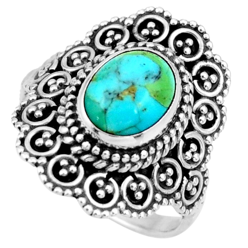 3.14cts green arizona mohave turquoise 925 silver solitaire ring size 7 r26934