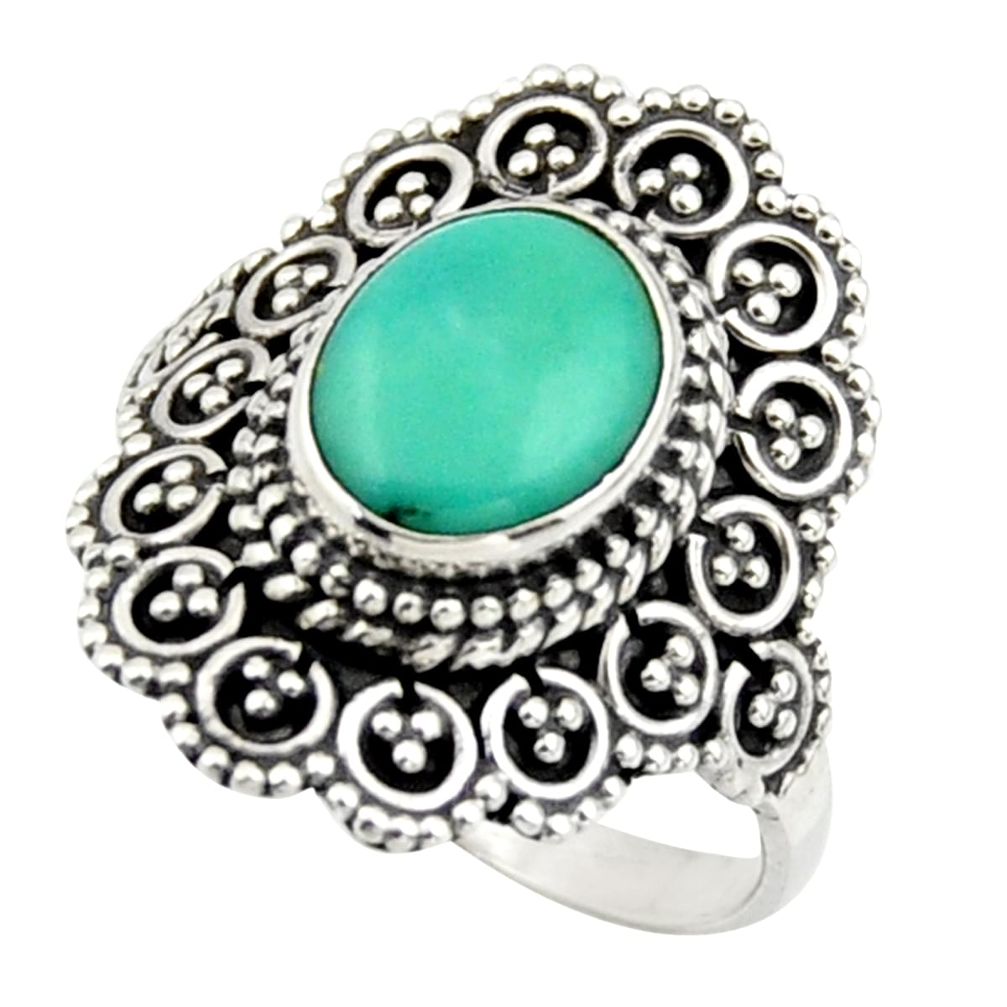 3.13cts green arizona mohave turquoise 925 silver solitaire ring size 7 r41781