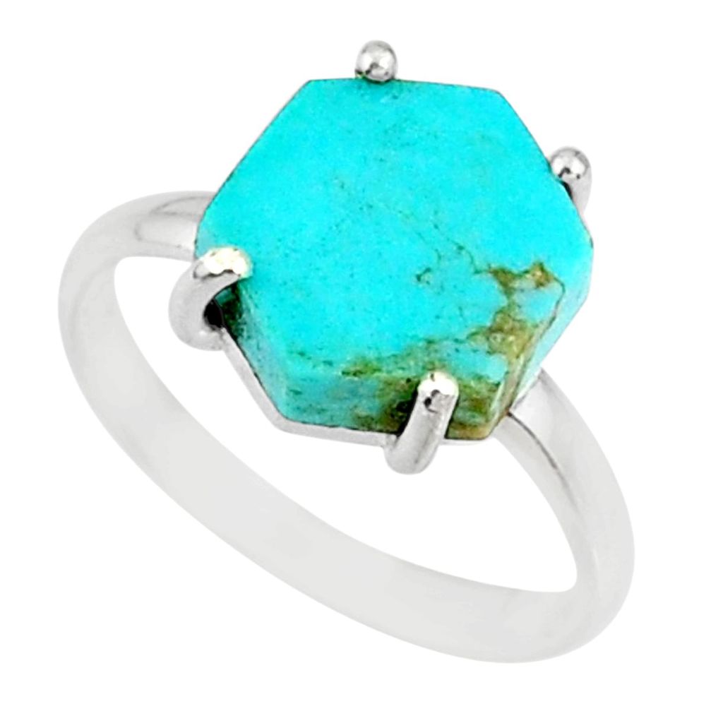 4.57cts green arizona mohave turquoise 925 silver solitaire ring size 7 r81921