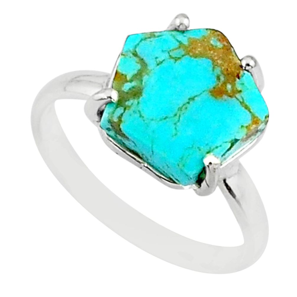4.20cts green arizona mohave turquoise 925 silver solitaire ring size 7 r81923