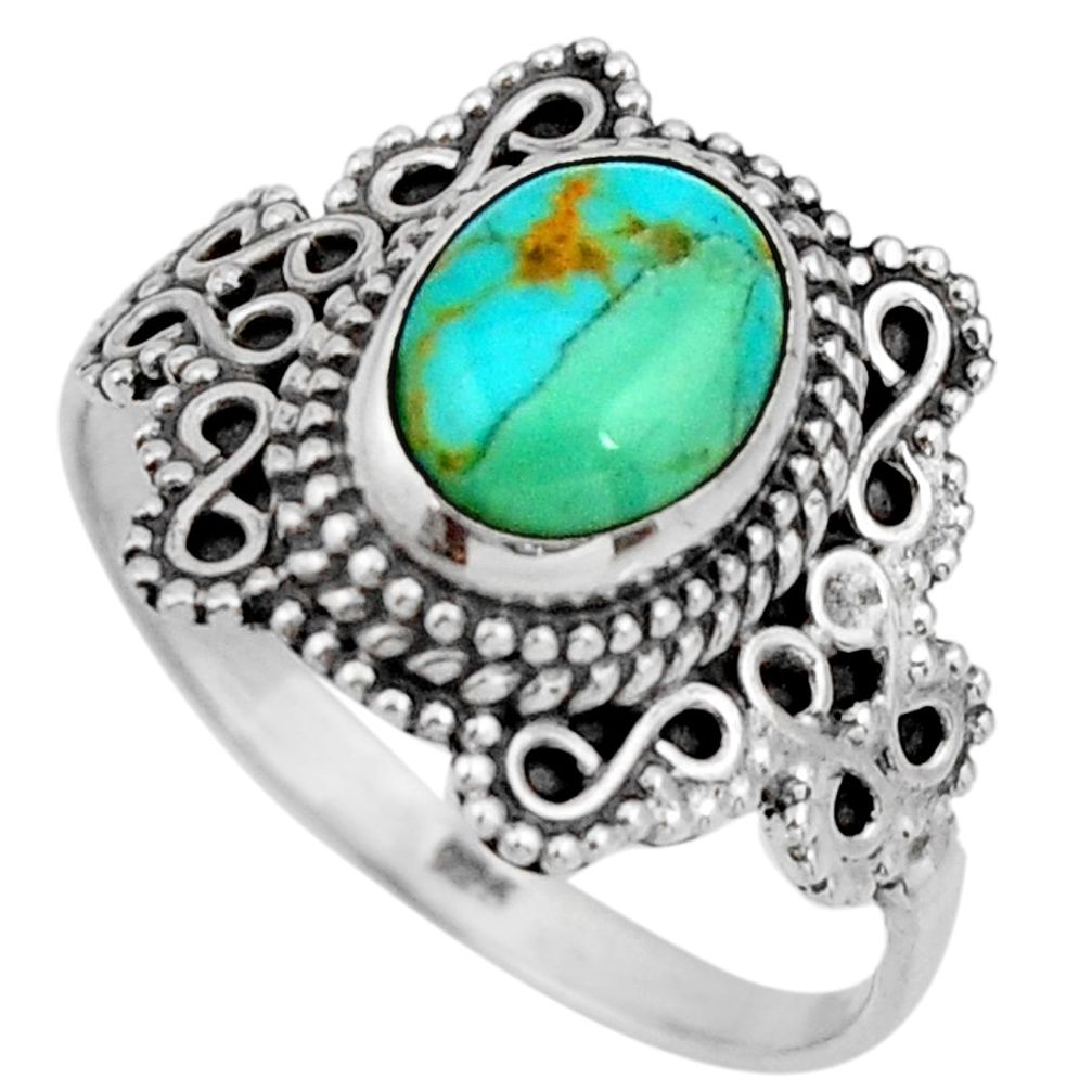3.11cts green arizona mohave turquoise 925 silver solitaire ring size 9 r26992
