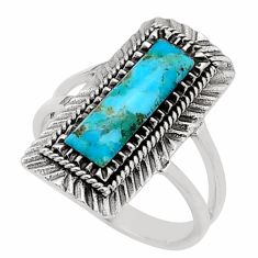 3.35cts green arizona mohave turquoise 925 sterling silver ring size 9.5 c28388