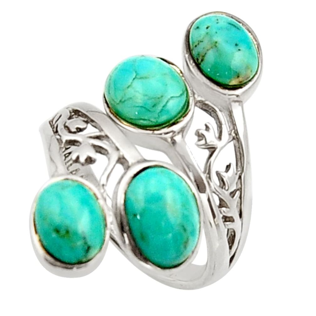 7.11cts green arizona mohave turquoise 925 sterling silver ring size 6 c9854