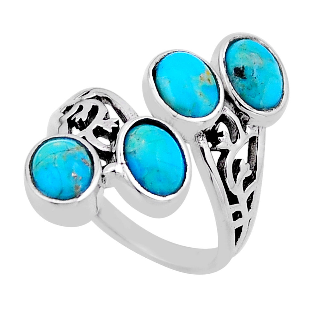 6.01cts green arizona mohave turquoise 925 sterling silver ring size 7 n54631
