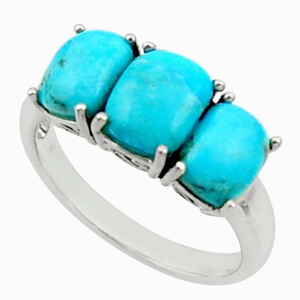 4.84cts green arizona mohave turquoise 925 sterling silver ring size 8 c9853