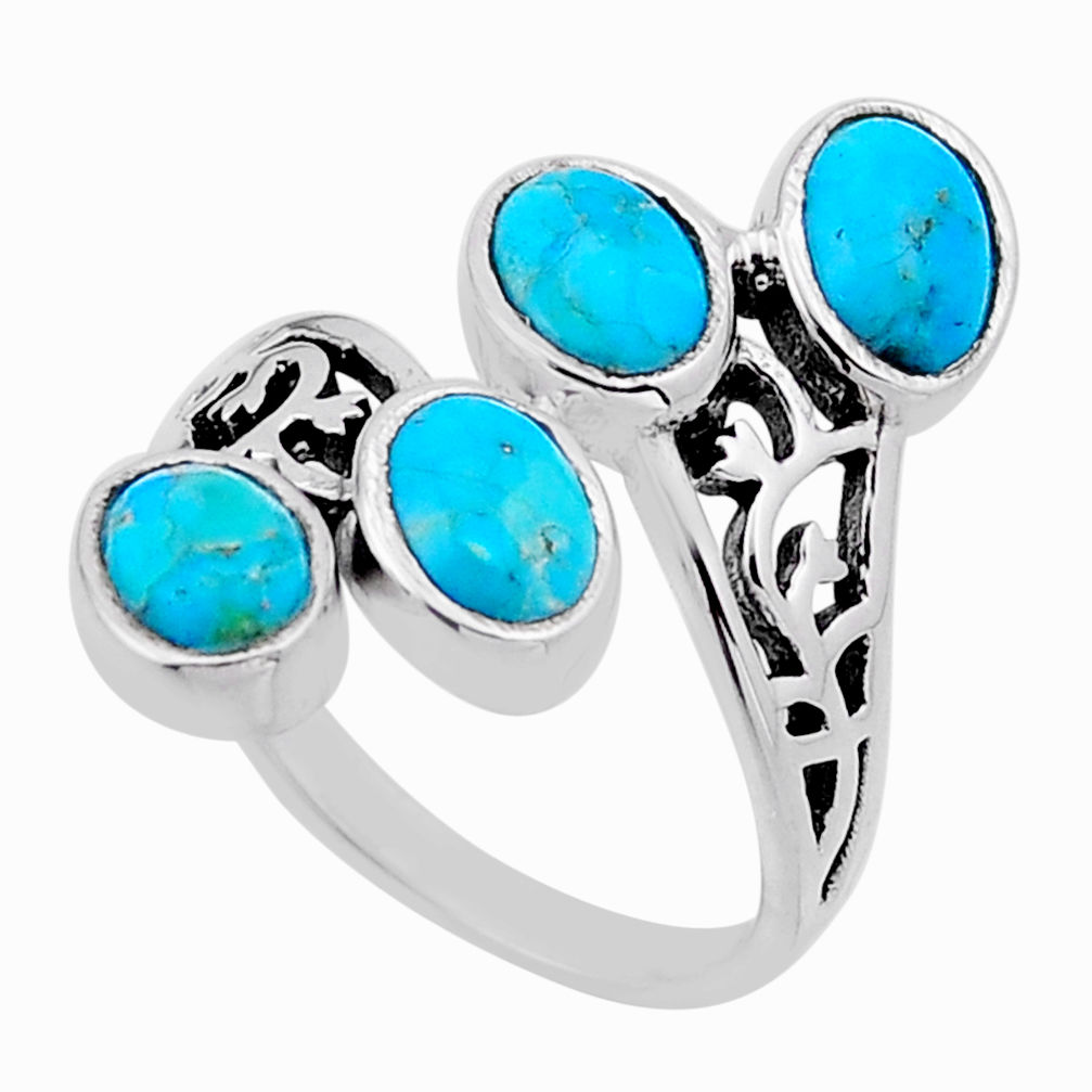 6.01cts green arizona mohave turquoise 925 sterling silver ring size 8 n54634