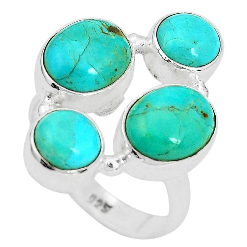 10.64cts green arizona mohave turquoise 925 sterling silver ring size 8 p32822