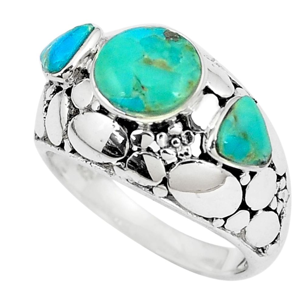 5.52cts green arizona mohave turquoise 925 sterling silver ring size 9 c10673