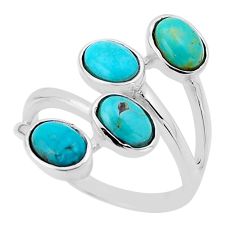 6.05cts green arizona mohave turquoise oval shape 925 silver ring size 9 n54622