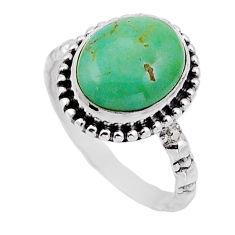 4.94cts green arizona mohave turquoise oval sterling silver ring size 7 n52585