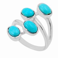 6.71cts green arizona mohave turquoise oval sterling silver ring size 7 n54623