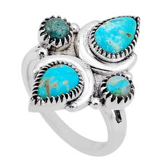 5.26cts green arizona mohave turquoise pear sterling silver ring size 8 n54642