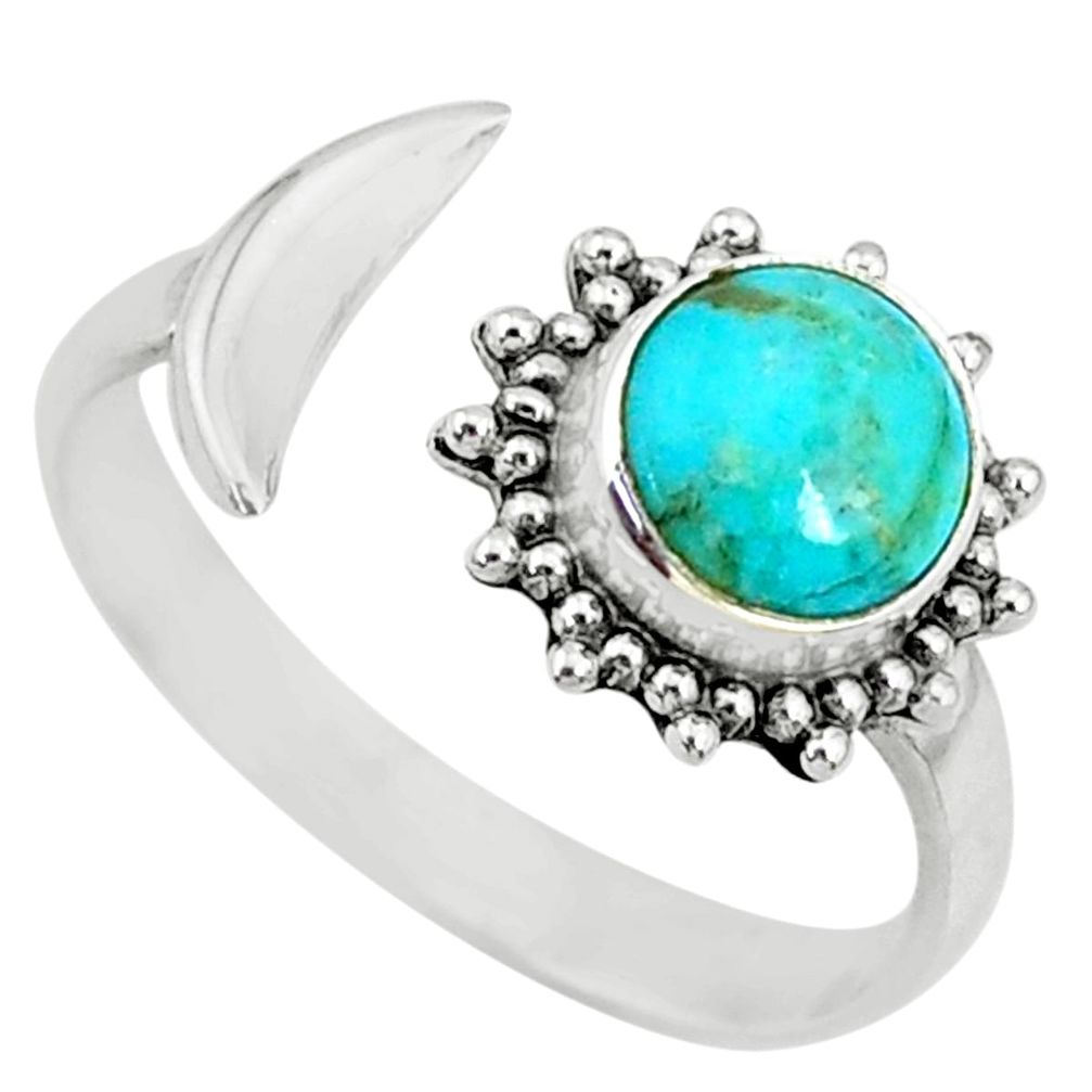 2.42cts green arizona mohave turquoise silver adjustable ring size 7.5 r74623