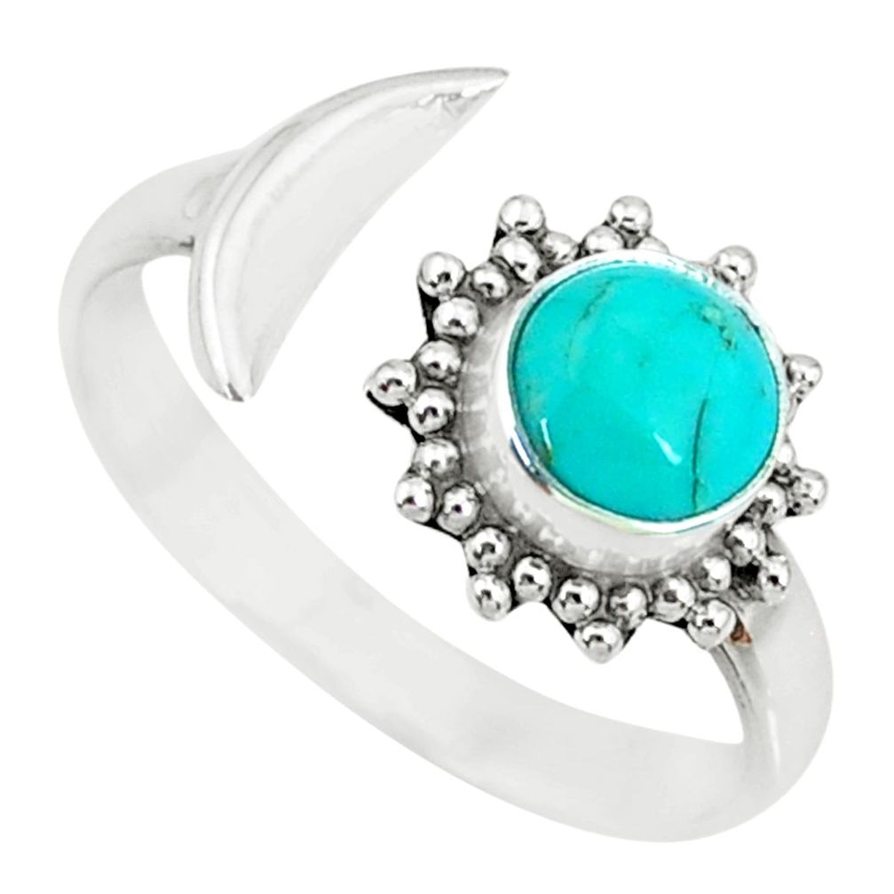 2.42cts green arizona mohave turquoise silver adjustable ring size 9.5 r74624