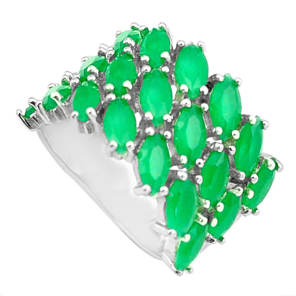 9.72cts green chalcedony 925 sterling silver ring jewelry size 6 c19249