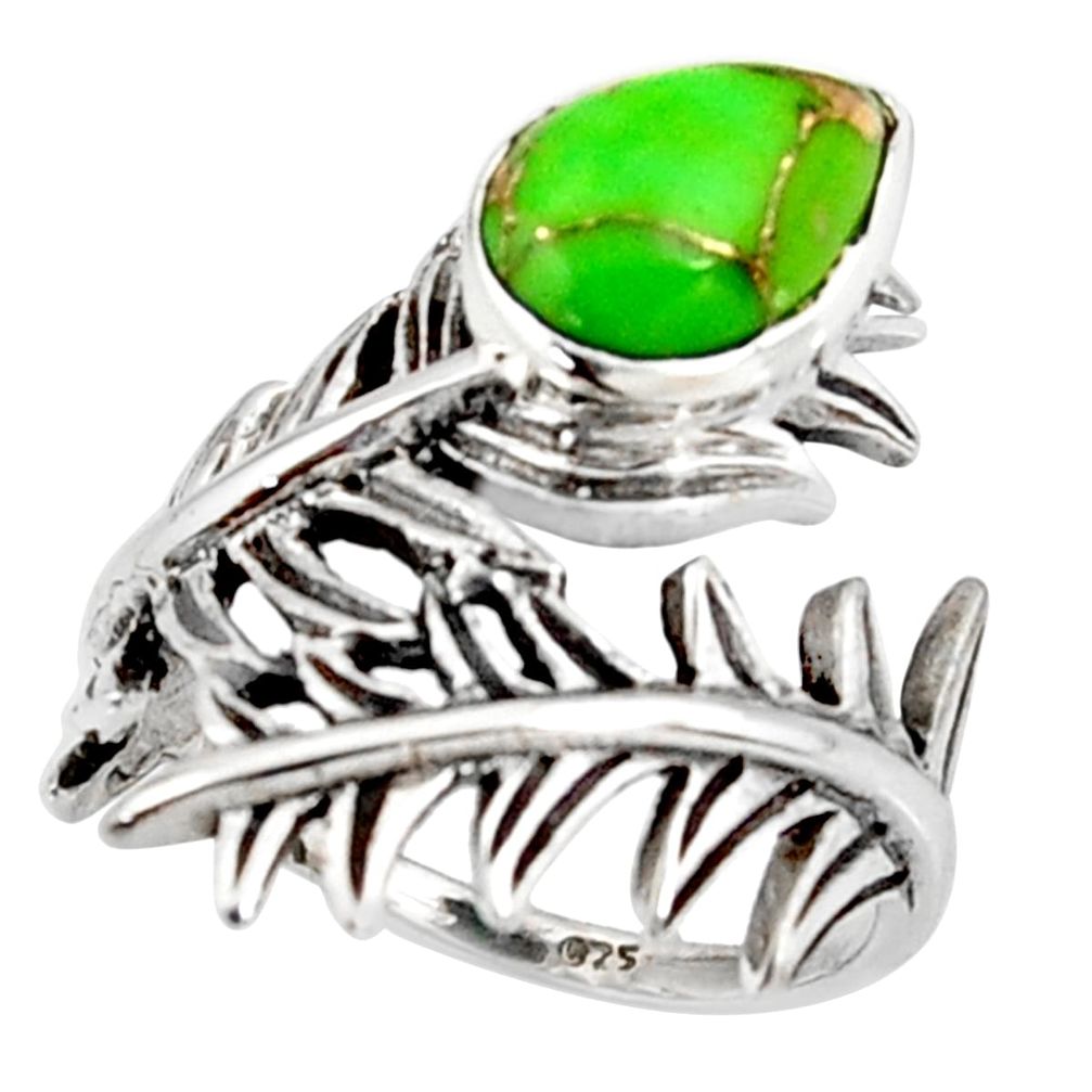 2.35cts green copper turquoise 925 silver solitaire ring jewelry size 5.5 r37009