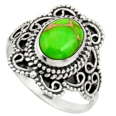 3.11cts green copper turquoise 925 silver solitaire ring jewelry size 7 r26972
