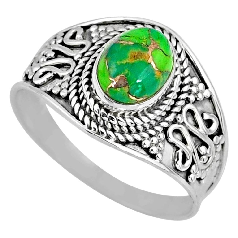 2.05cts green copper turquoise 925 silver solitaire ring jewelry size 9 r57926