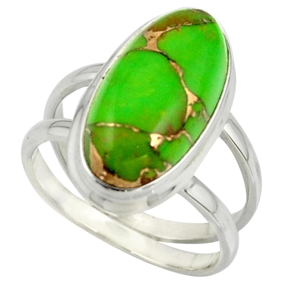 7.80cts green copper turquoise 925 sterling silver ring jewelry size 7.5 r42217