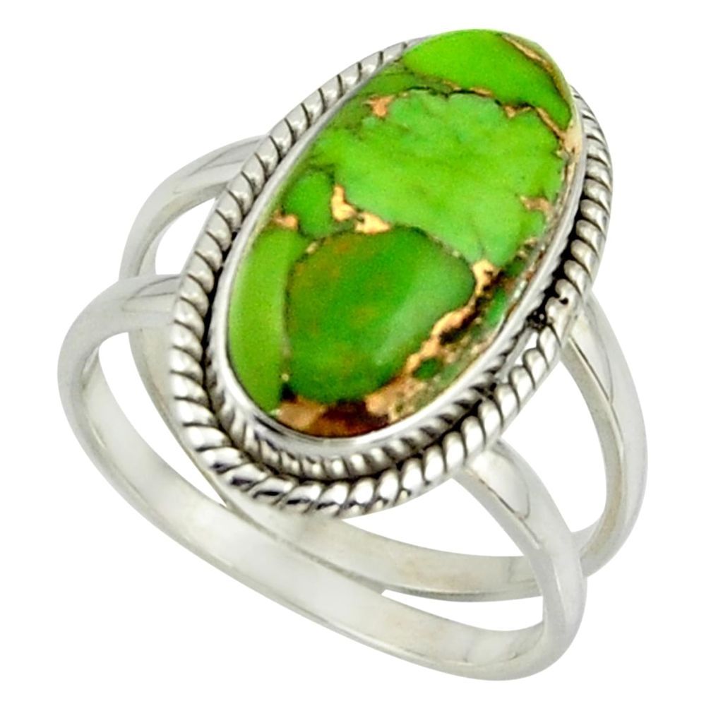 7.49cts green copper turquoise 925 sterling silver ring jewelry size 8.5 r42218