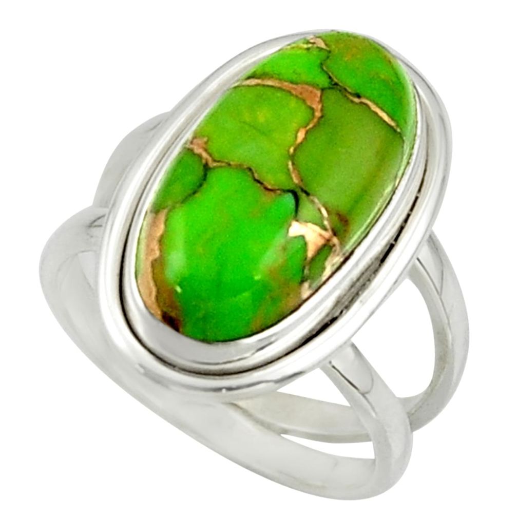 7.74cts green copper turquoise 925 sterling silver ring jewelry size 7 r42216