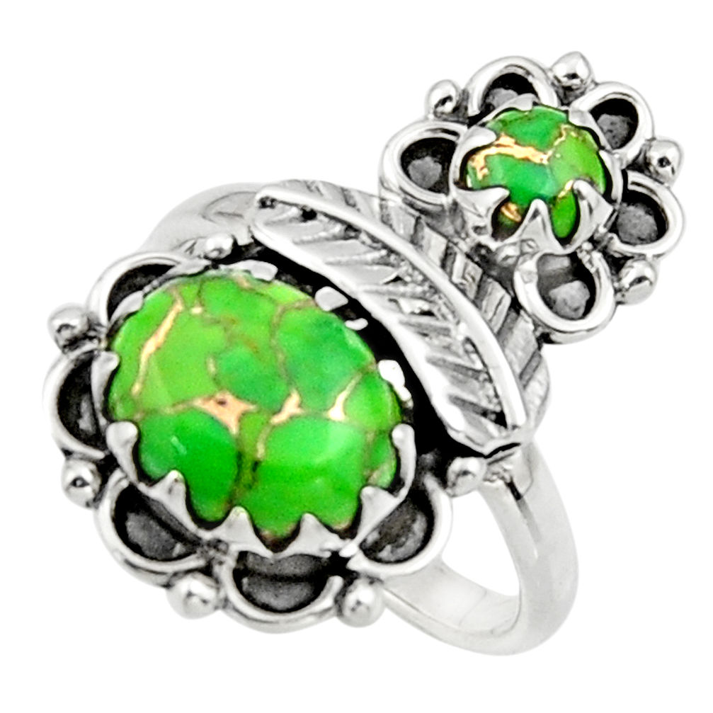 5.96cts green copper turquoise 925 sterling silver ring jewelry size 8 r44515