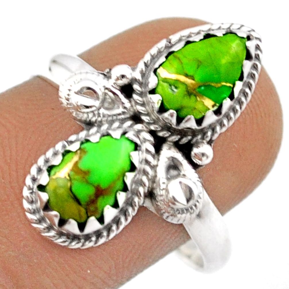 4.07cts green copper turquoise 925 sterling silver ring jewelry size 9 u16520