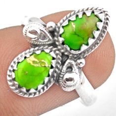 4.08cts green copper turquoise 925 sterling silver ring jewelry size 7.5 u16755