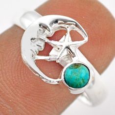 0.43cts green copper turquoise silver crescent moon star ring size 8.5 t89387