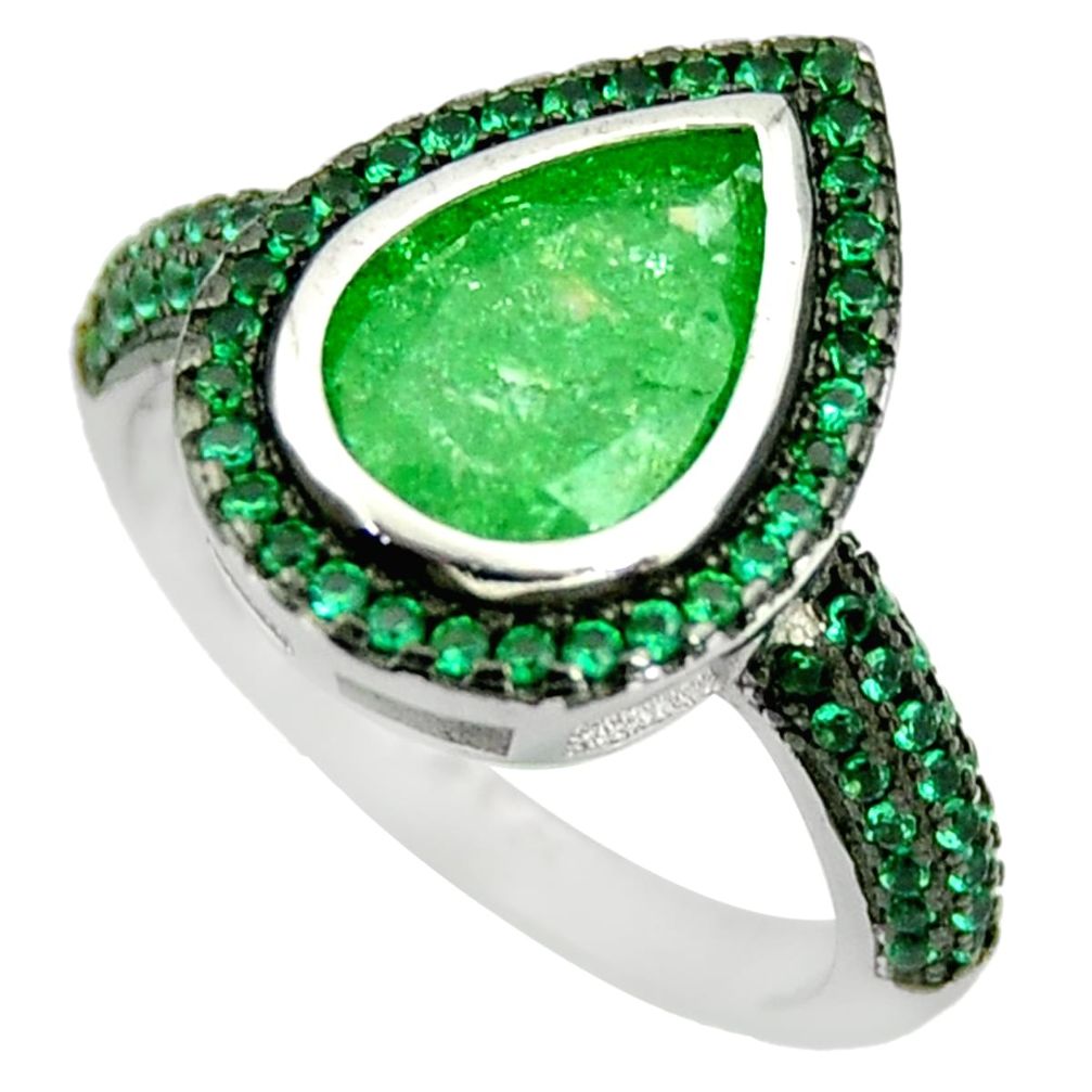 5.87cts green crack crystal emerald (lab) 925 silver ring size 6.5 c9158