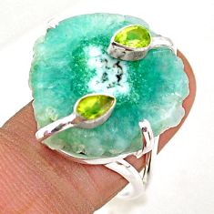 17.13cts green druzy peridot 925 sterling silver ring jewelry size 8 t91817
