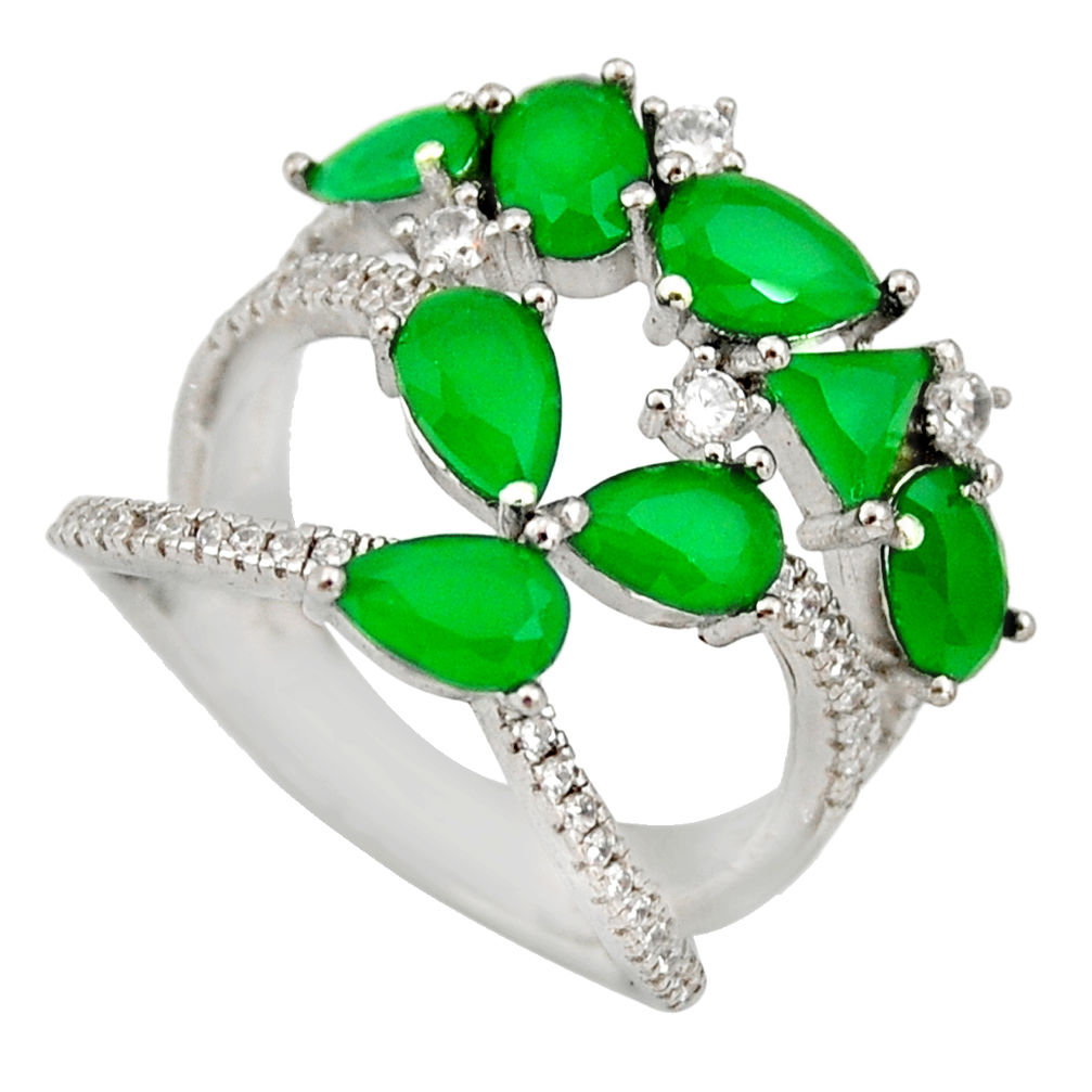 5.79cts green emerald (lab) topaz 925 sterling silver ring size 6.5 c9081