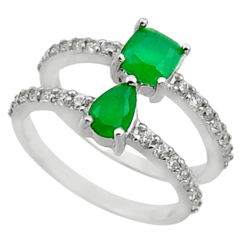 4.23cts green emerald (lab) topaz 925 sterling silver ring jewelry size 6 c10026