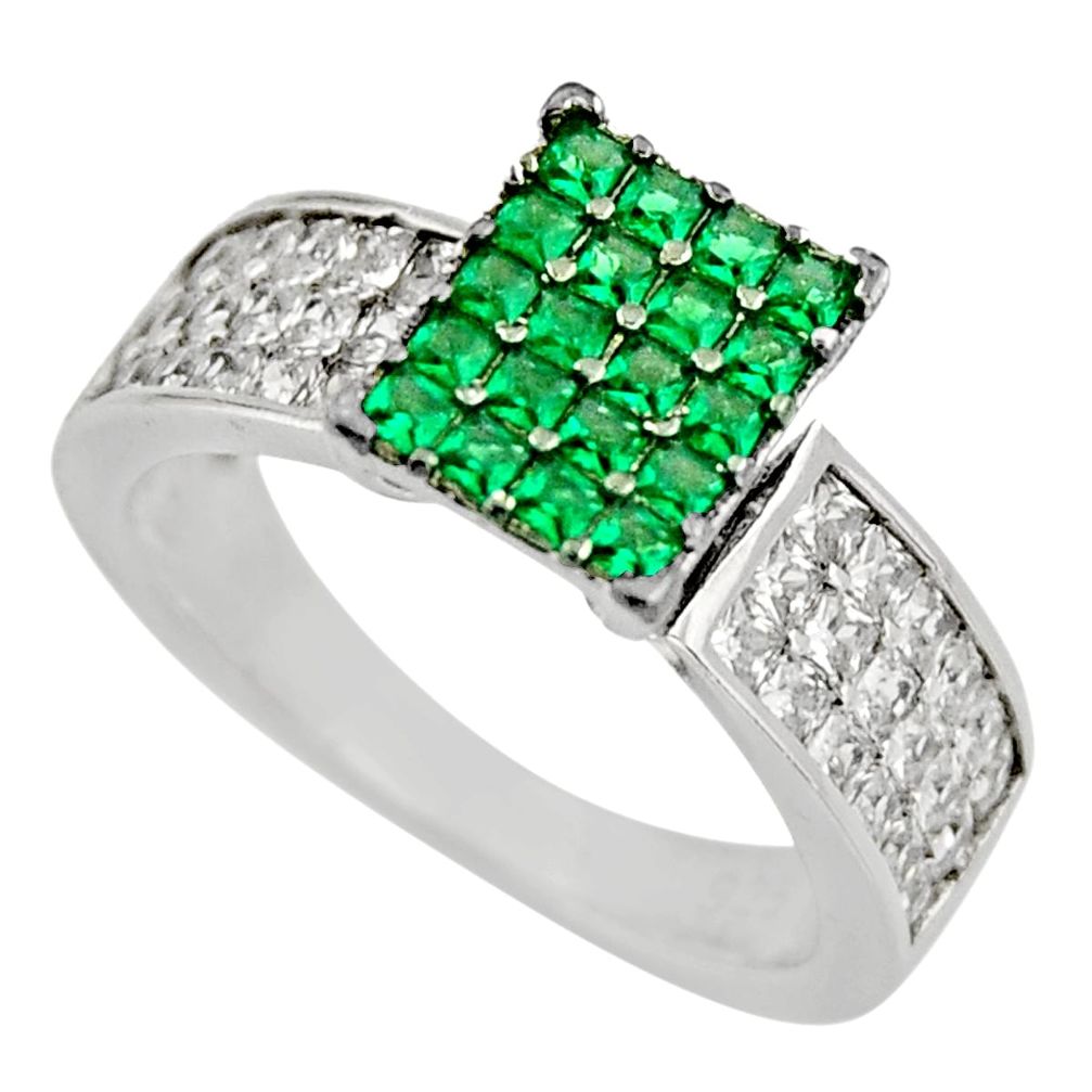 3.42cts green emerald (lab) topaz 925 sterling silver ring jewelry size 6 c9366