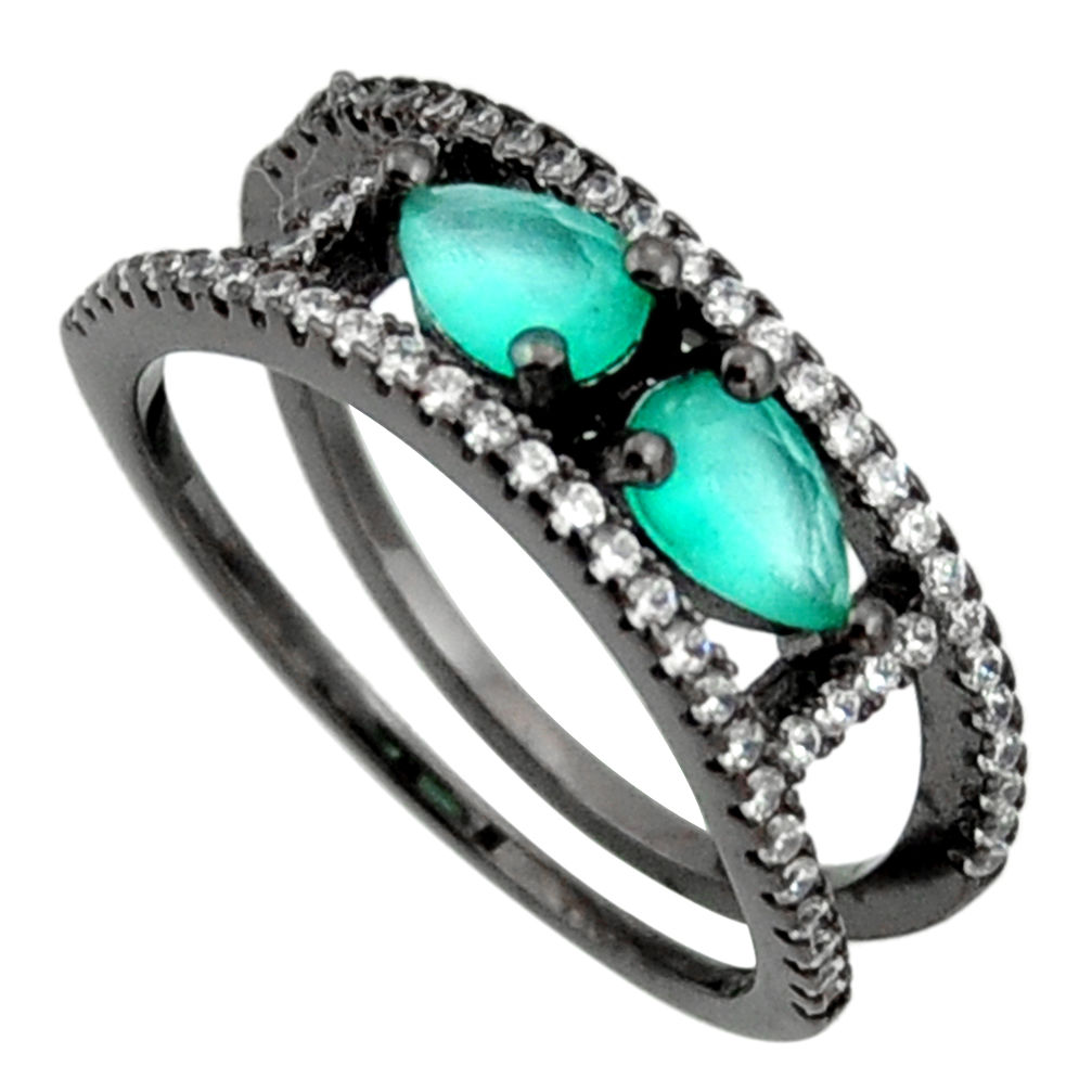 LAB 3.32cts green emerald (lab) topaz 925 sterling silver ring jewelry size 7 c10315