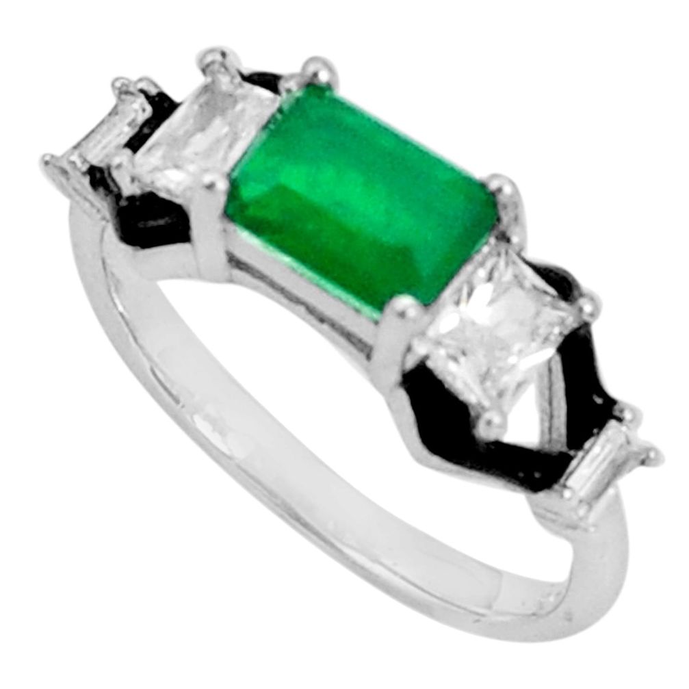 2.92cts green emerald (lab) topaz enamel 925 silver ring size 6.5 c20024