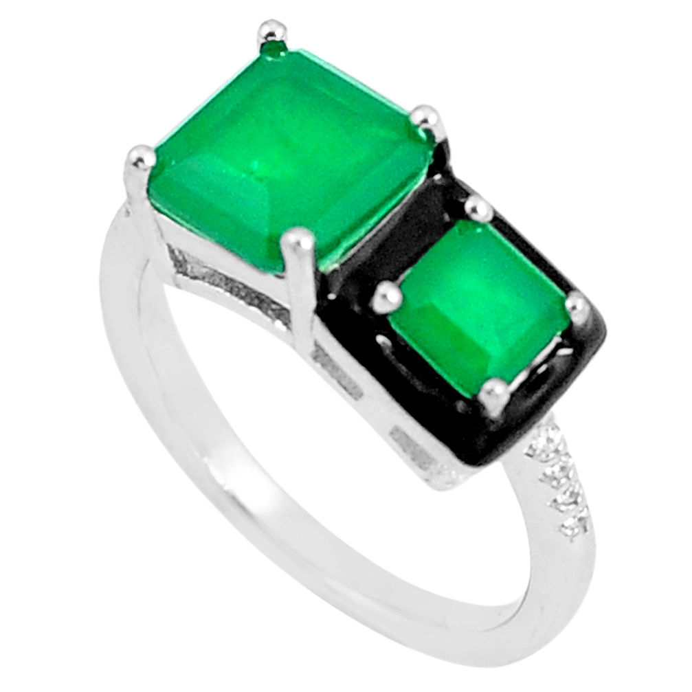 6.03cts green emerald (lab) topaz enamel 925 silver solitaire ring size 7 c23575