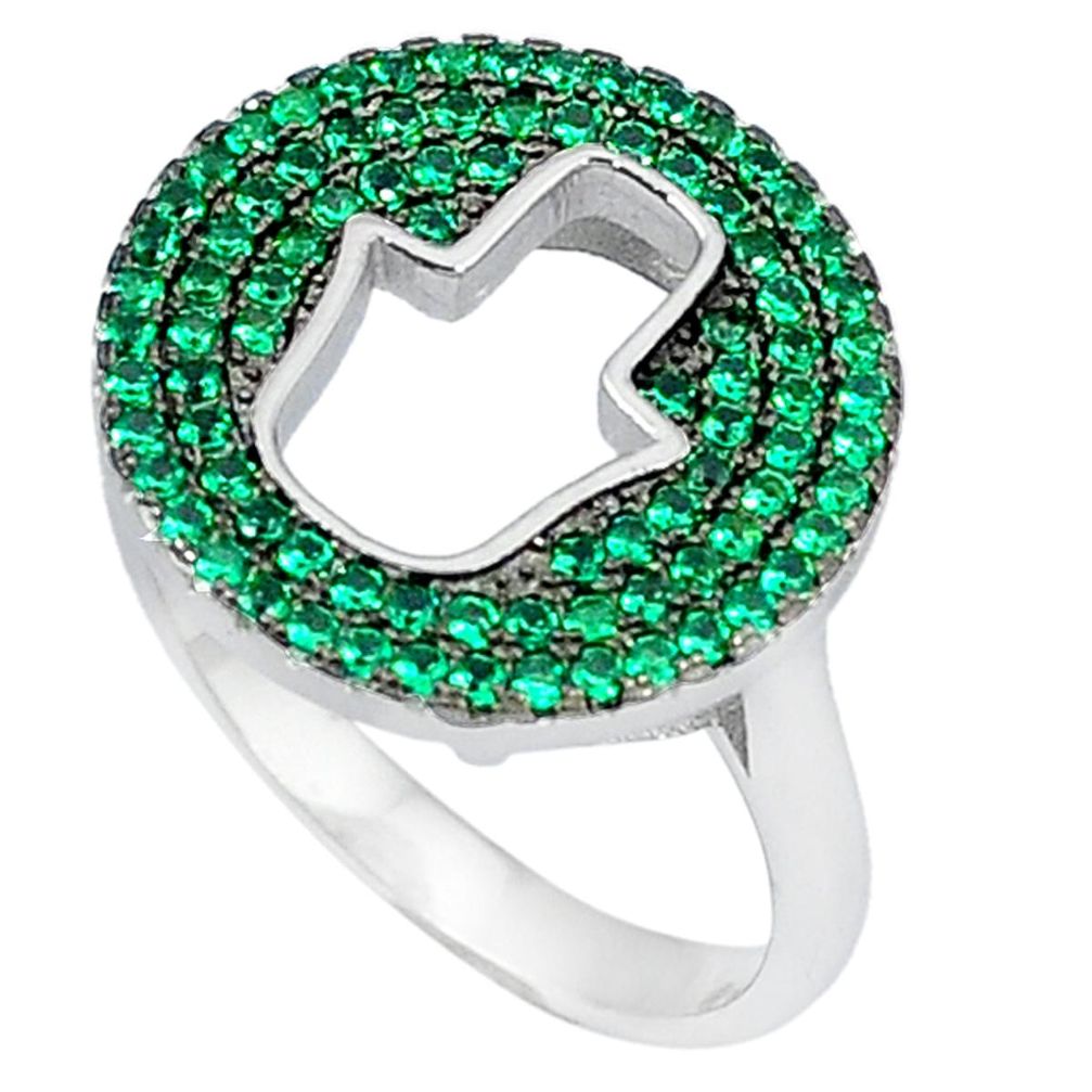 Green emerald quartz round 925 sterling silver ring jewelry size 8 c22937