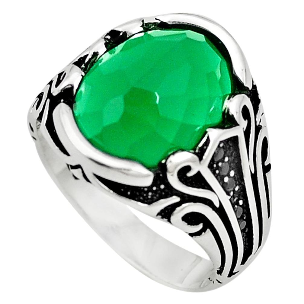Green emerald quartz topaz 925 sterling silver mens ring size 11 c11518