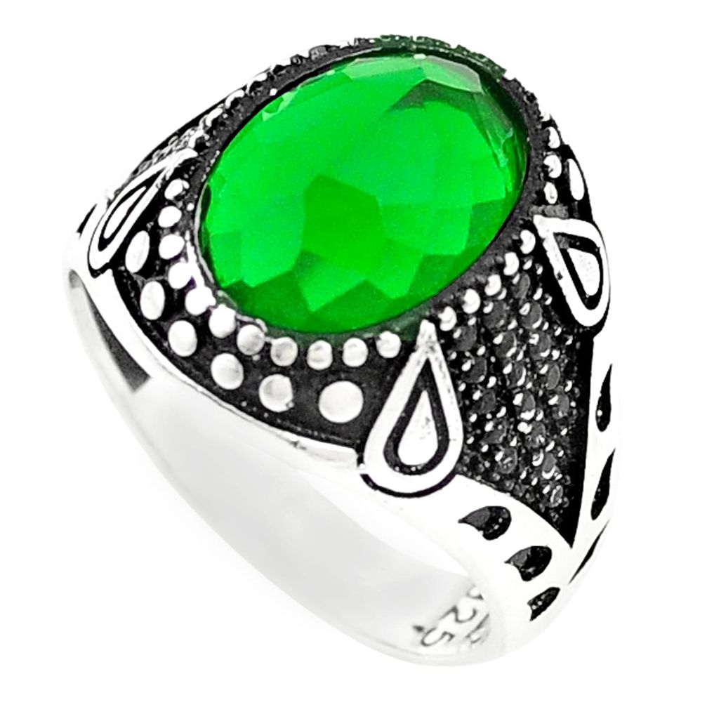 Green emerald quartz topaz 925 sterling silver mens ring size 11 c11520