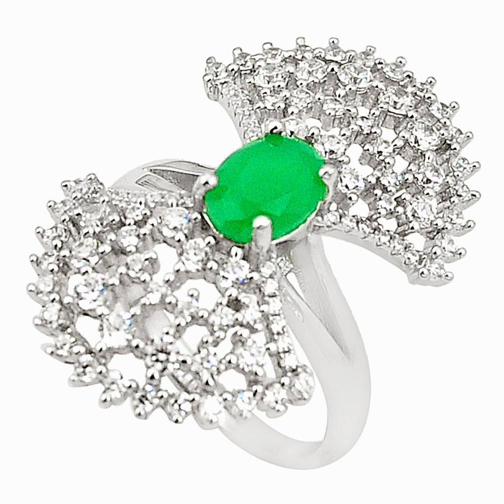 LAB Green emerald quartz topaz 925 sterling silver ring size 9 c19221
