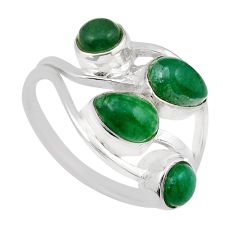 5.76cts green jade pear shape 925 sterling silver ring jewelry size 8.5 y37289