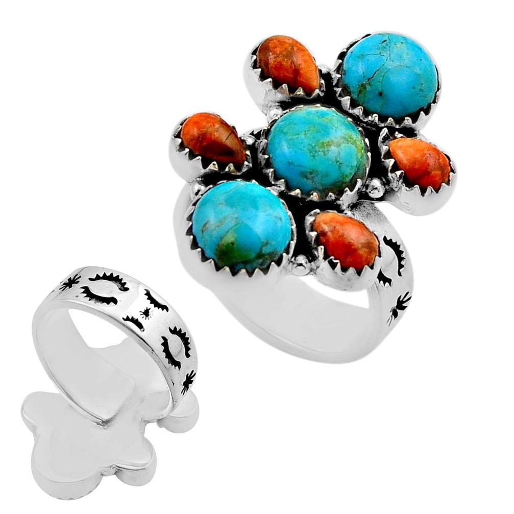 12.83cts green kingman turquoise mojave turquoise 925 silver ring size 7 c32930