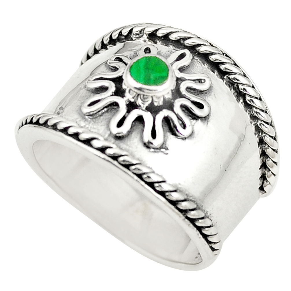 Green malachite (pilot's stone) 925 silver ring jewelry size 6.5 c12003