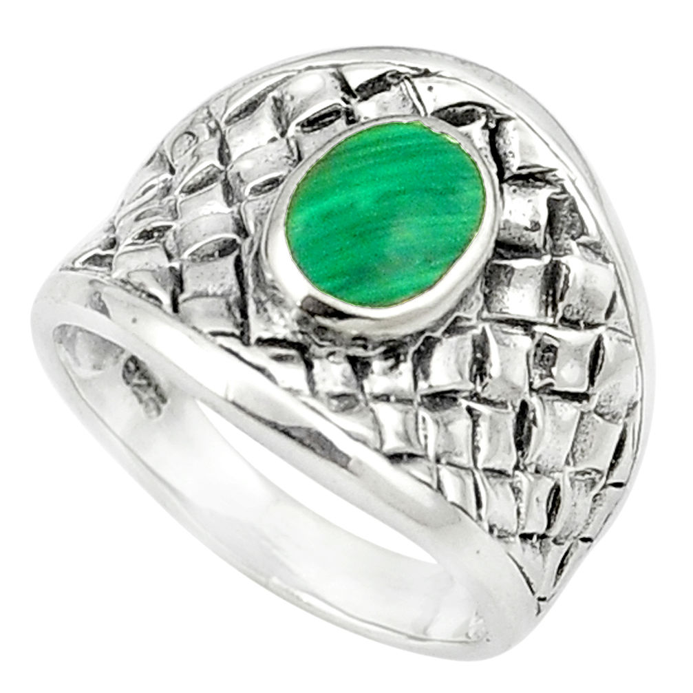 Green malachite (pilot's stone) 925 silver ring jewelry size 6.5 c12008