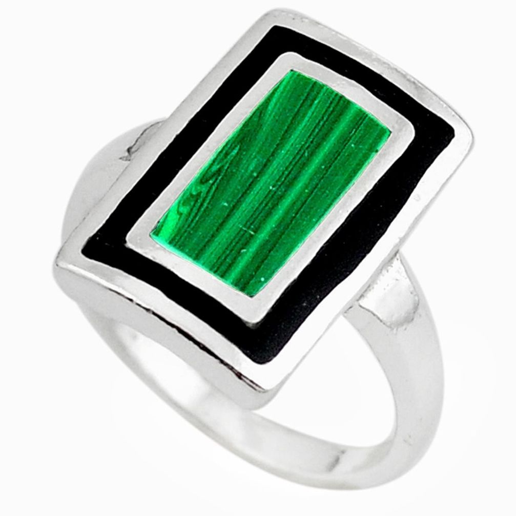 Green malachite (pilot's stone) 925 silver ring jewelry size 8.5 c12894