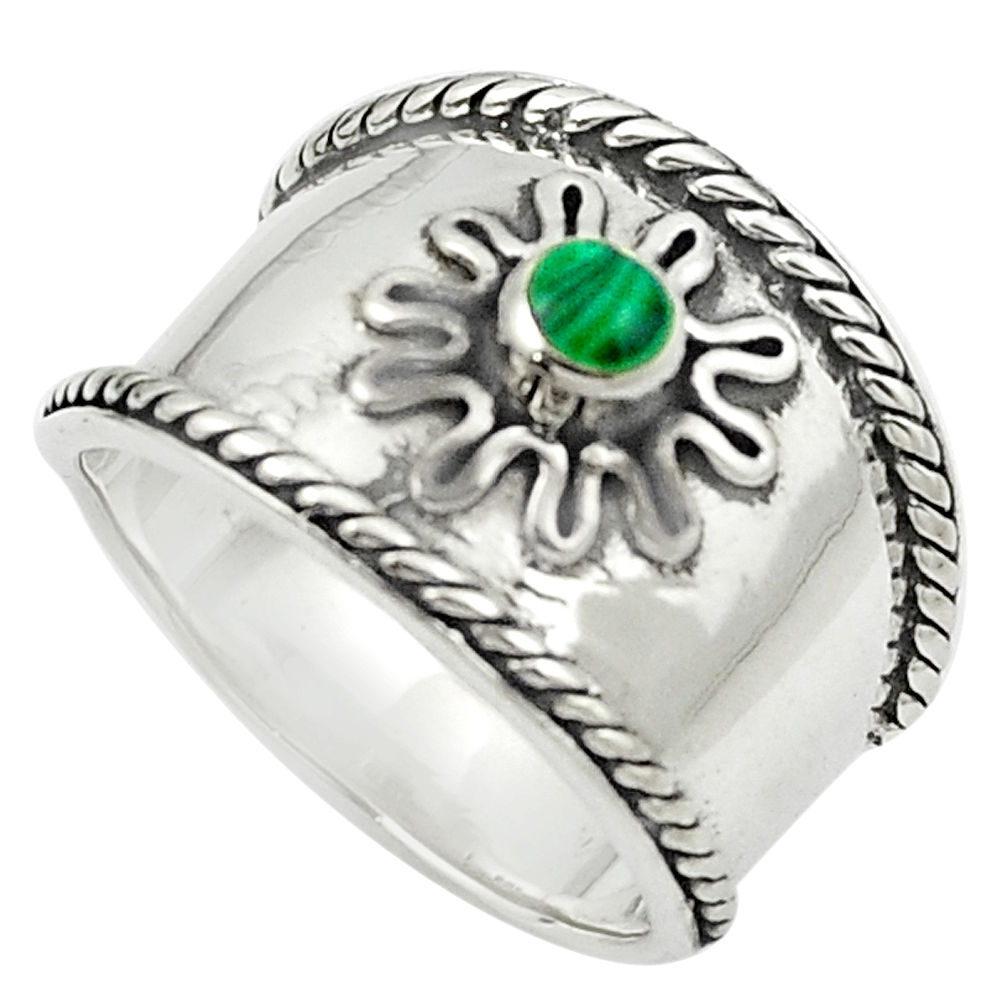 Green malachite (pilot's stone) 925 silver ring jewelry size 8 c12002