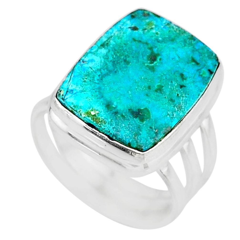 12.36cts green malachite in chrysocolla silver solitaire ring size 6.5 r83533